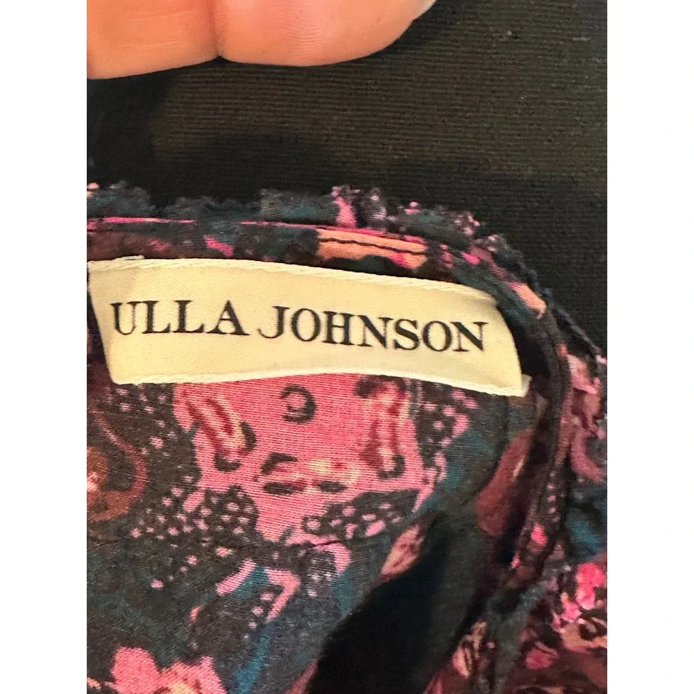 Ulla Johnson Pink Purple Floral Ruffle Puff Sleeve Blouse Top Size 0